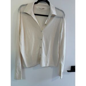 Vince 100% Cotton Collared Button Down Cardigan Classic Scandi Staple L